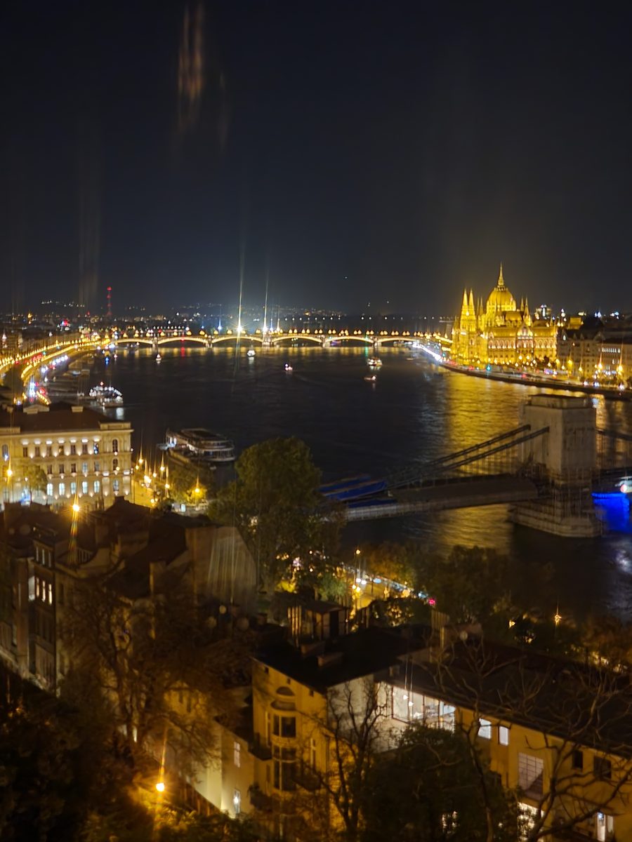 Budapest at night from Castle Hill, with the Danube, the bridges and the Parliament