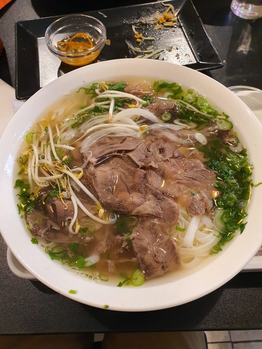 Bowl of beef pho from a small Vietnamese place in Budapest