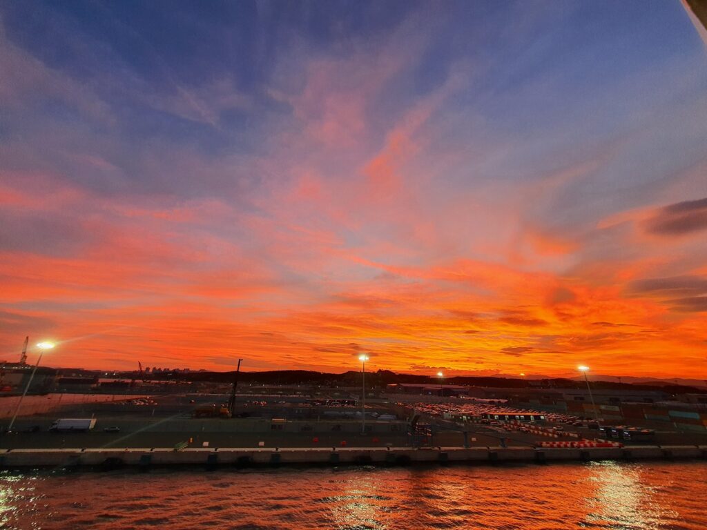 Sunset over the East Sea from the ferry back to Pohang
