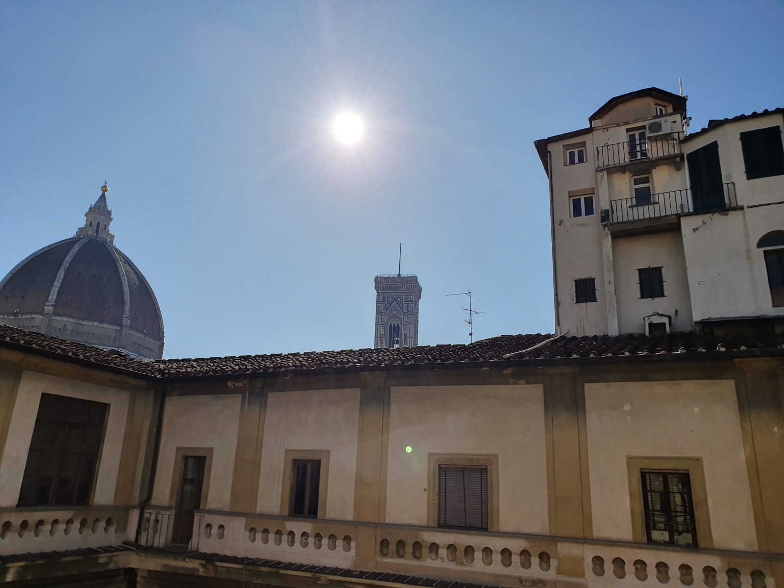 Florence Duomo dome seen over the rooftops from The Artists' Palace