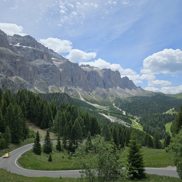 Winding Dolomites mountain road