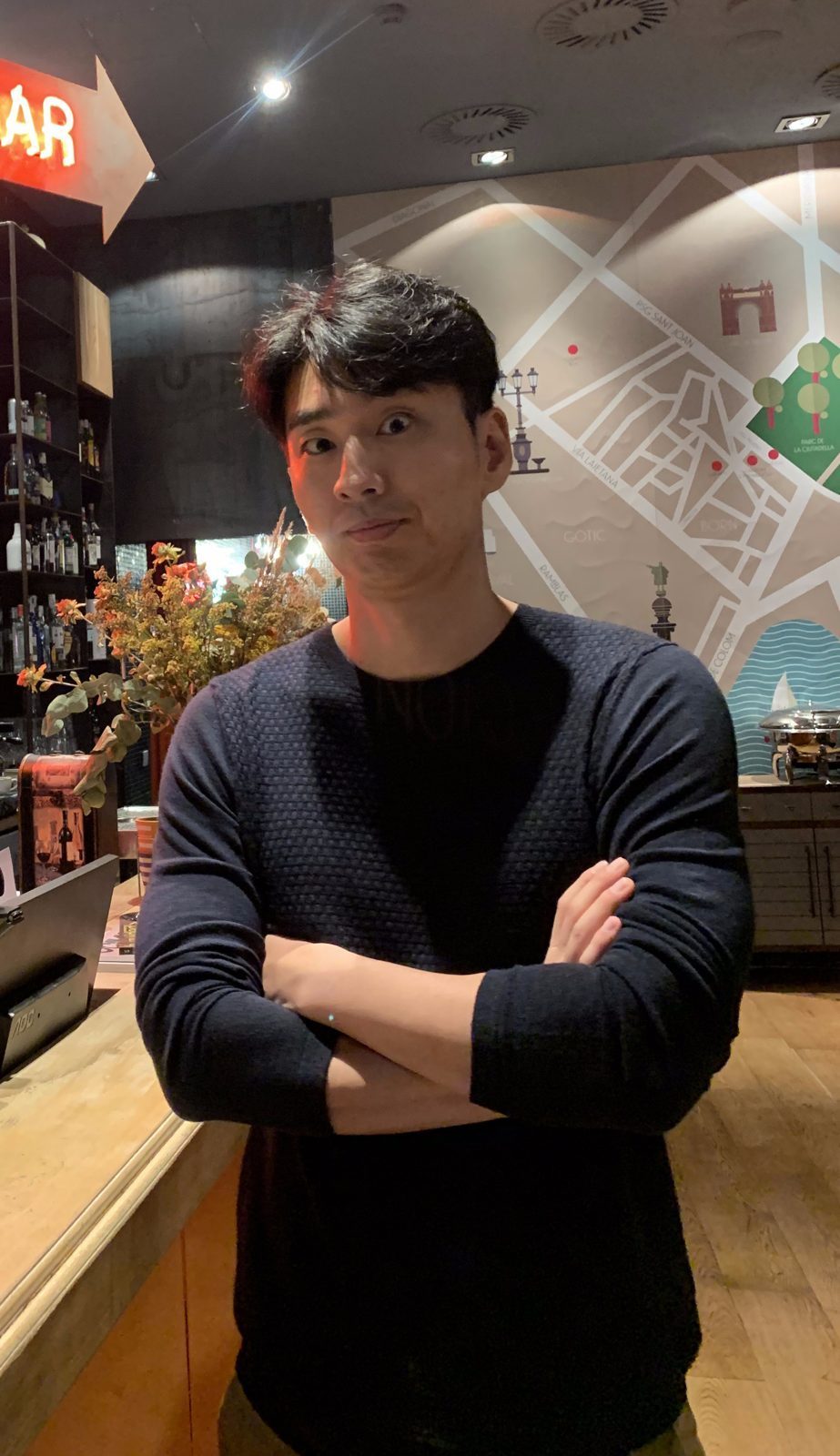 Me at the reception of Chic&Basic Born hotel in Barcelona