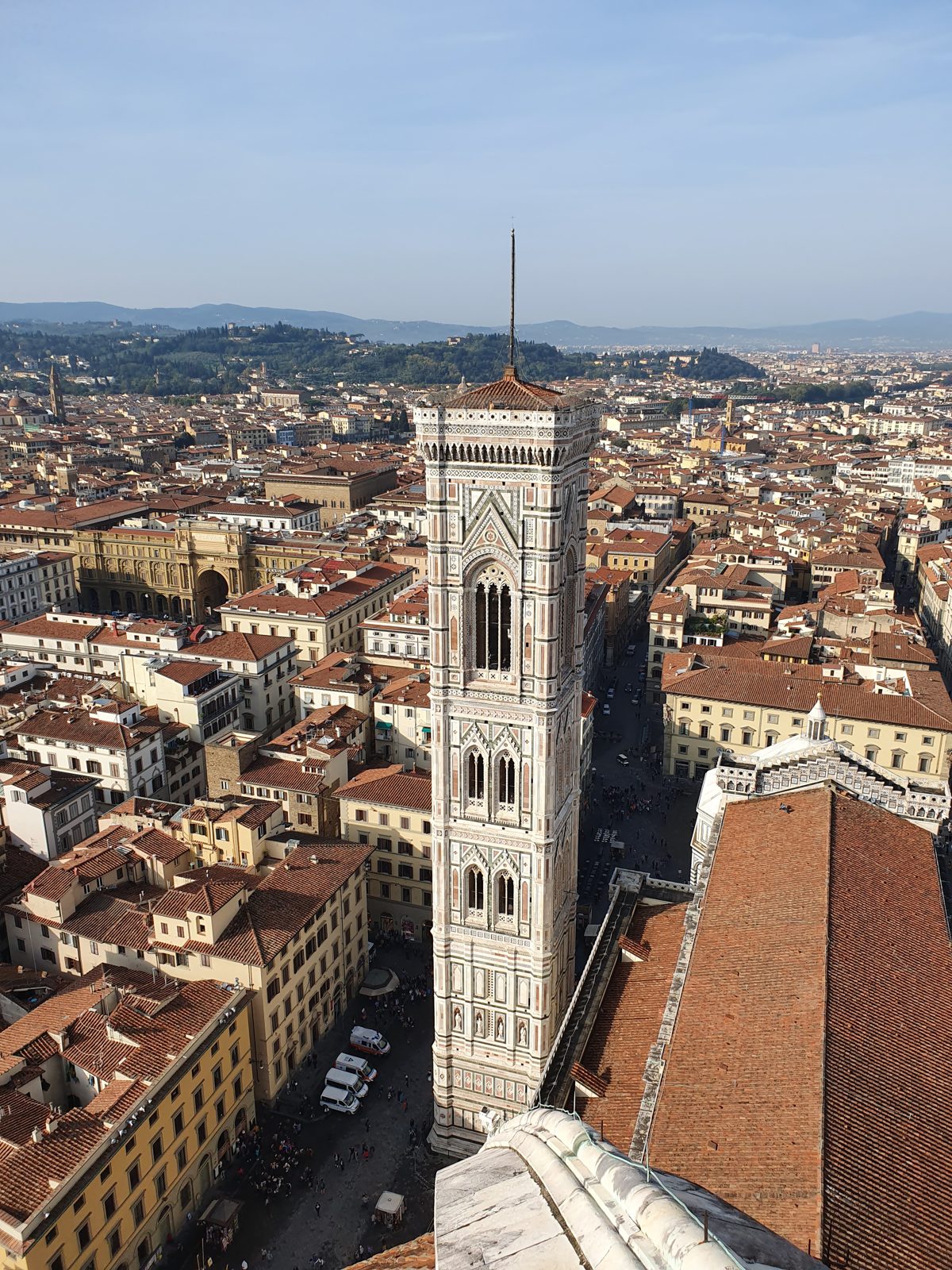 View of Giotto's Bell Tower and Florence from the top of the Duomo