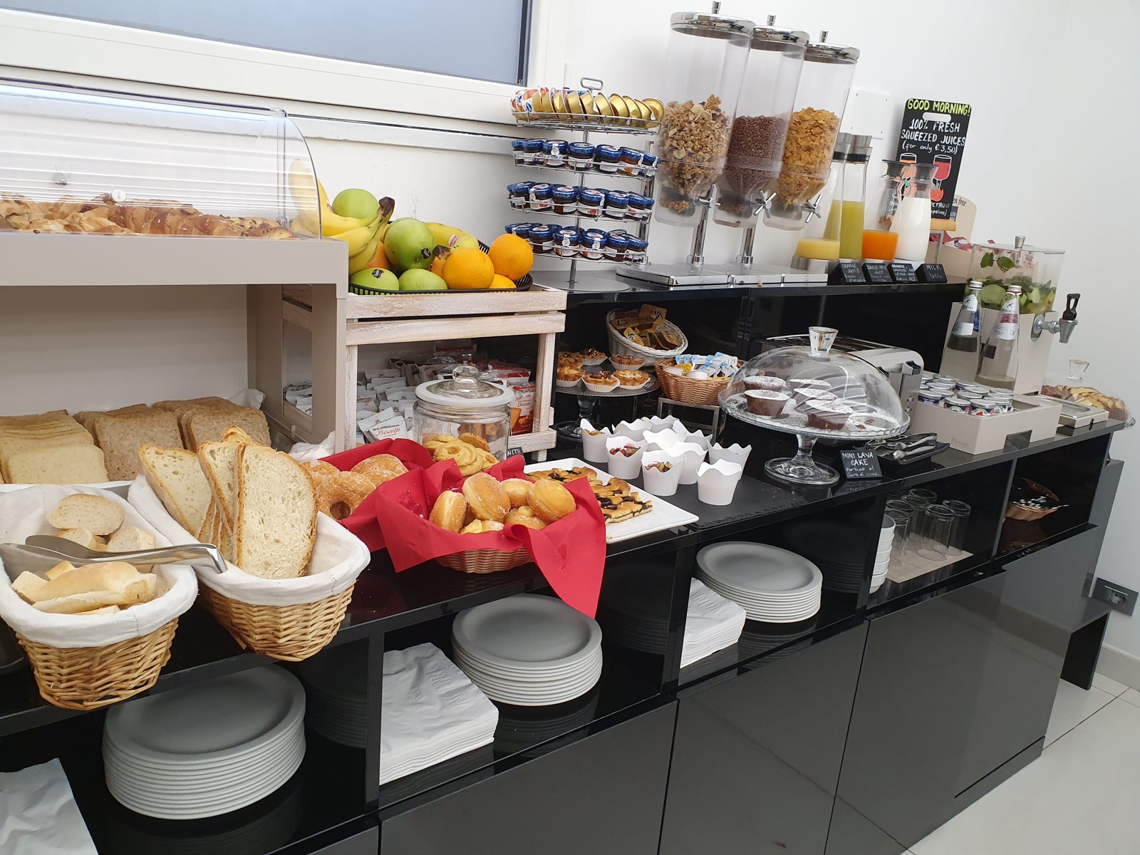 Breakfast buffet at The Liberty Boutique Hotel, Rome
