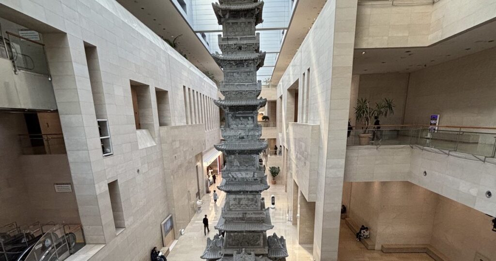 Ten-story stone pagoda inside the main hall of the National Museum of Korea in Seoul