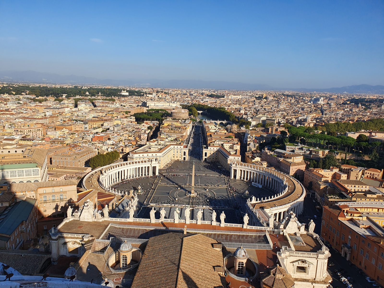 View over St. Peter's Square from the top of St. Peter's Dome in Rome