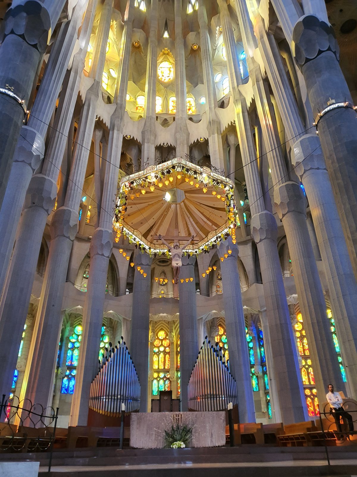 Sagrada Família interior with afternoon light through the stained glass