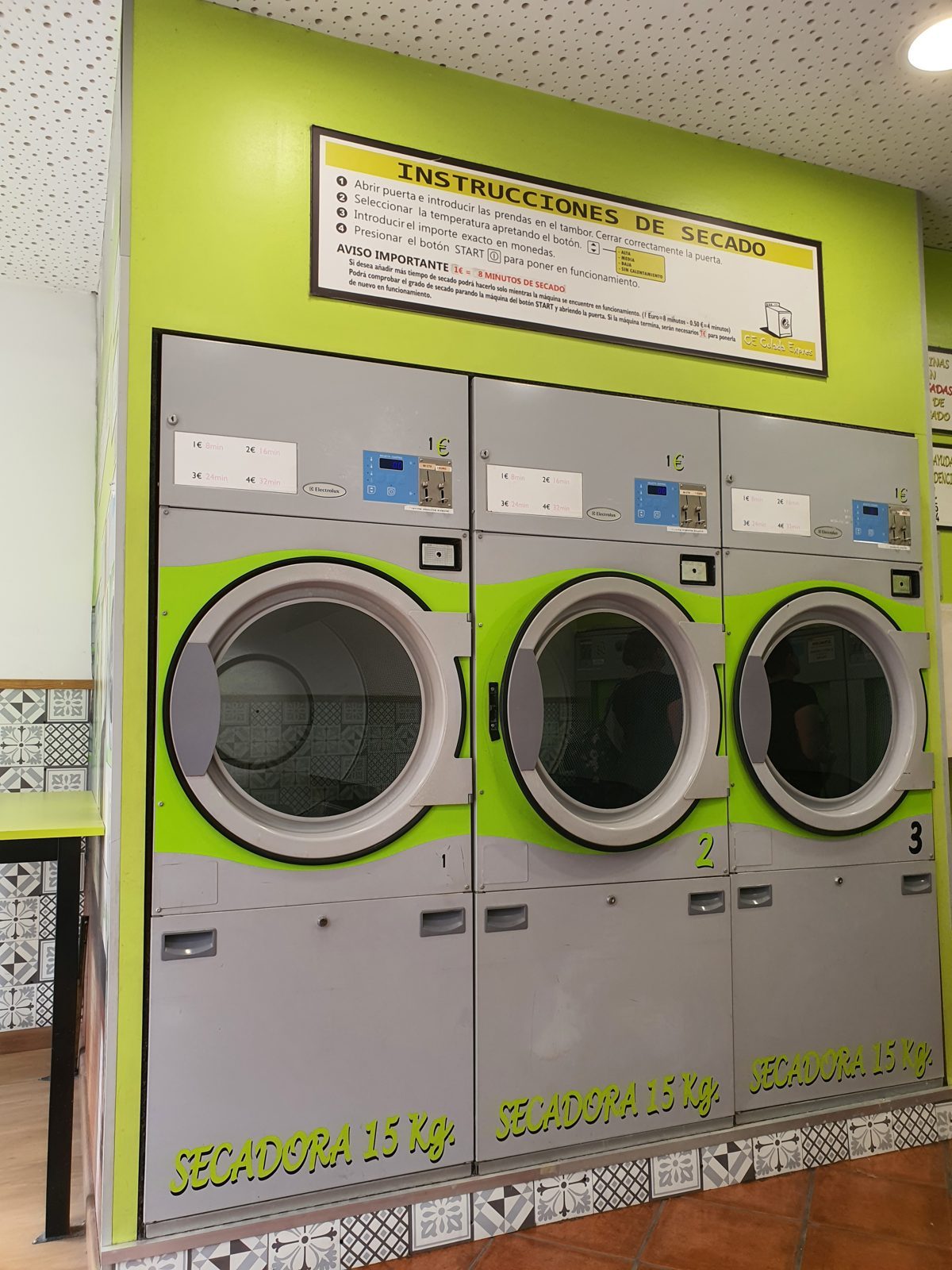 Coin dryers at a self-service laundromat in Valencia